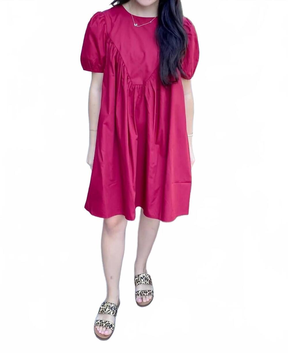 NEW TCEC moon arising yoke mini dress in crimson